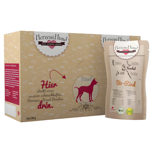 HerzensHund Bio Rind mit Bio Gemüse 130 g - 18 Stück