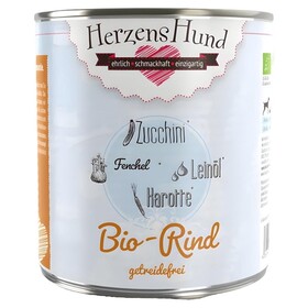 Abbildung HerzensHund Bio-Rind mit Bio-Zucchini getreidefrei 800 g - 6 Stck