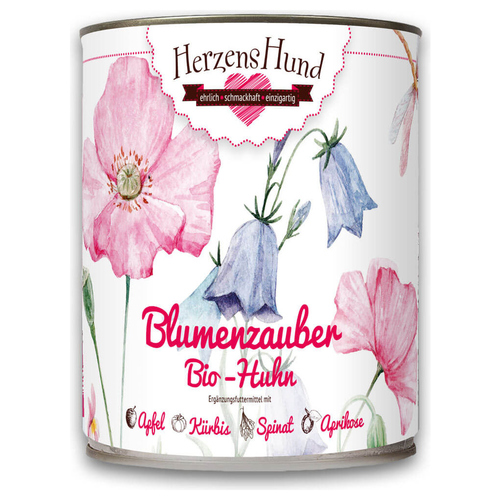 HerzensHund Blumenzauber Bio-Huhn mit Bio-Apfel 800 g - 6 Stück