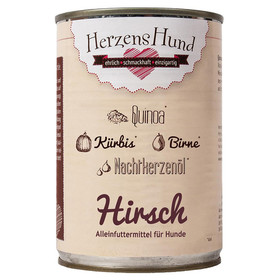 Abbildung HerzensHund Hirsch mit Bio Quinoa 400 g - 12 Stck
