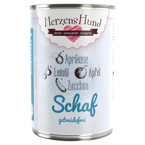 HerzensHund Schaf mit Zucchini - getreidefrei 400 g - 12 Stück