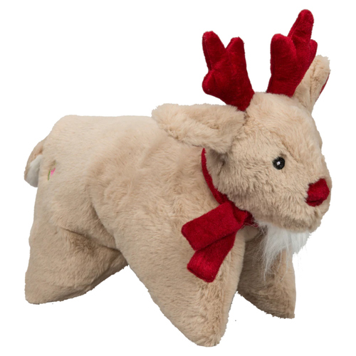 HuggleHounds Hundespielzeug Marty Snuggles Reindeer Holiday Squooshie, Größe: S