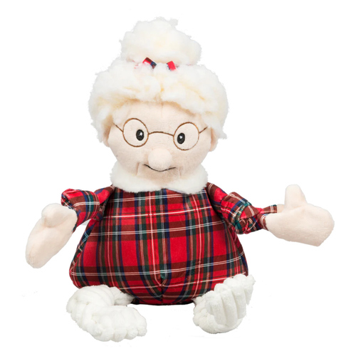 HuggleHounds Hundespielzeug Mrs. Claus Knottie Tartan Plaid, Größe: L