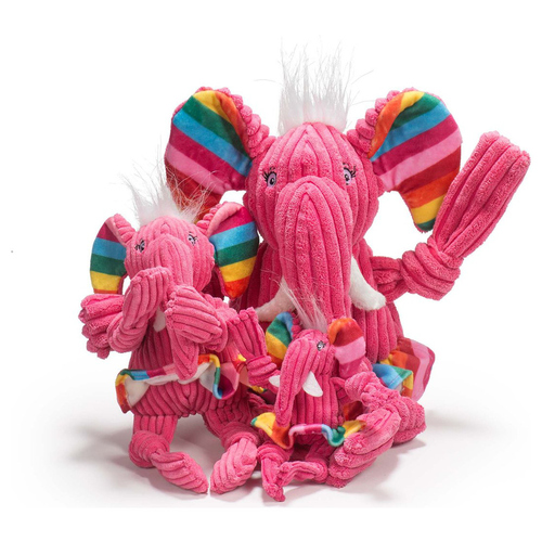 HuggleHounds Hundespielzeug Rainbow Elephant Knottie, Größe: L