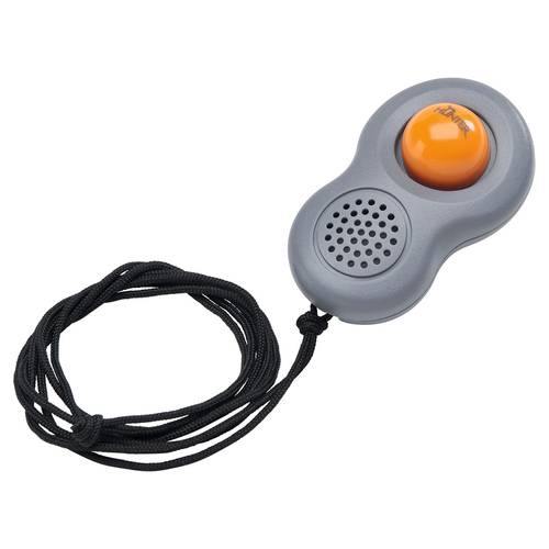 Hunter Clicker mit Umhängeband und Fingerschlaufe grau/orange