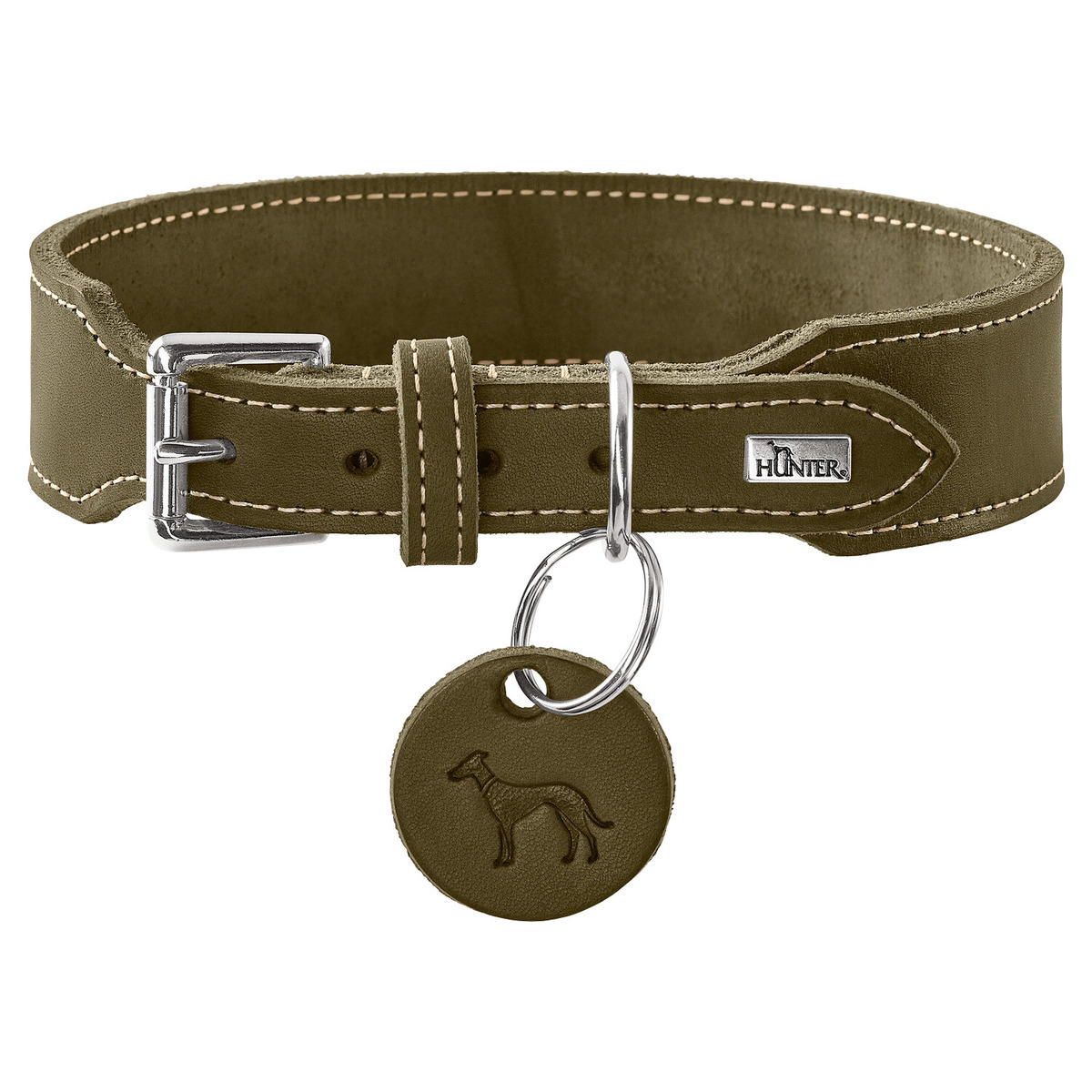 Collar Perro Extra Ancho Hunter Aalborg – Color Coñac, Piel Suave – Talla 60 (46-53 Cm), Hecho En Alemania