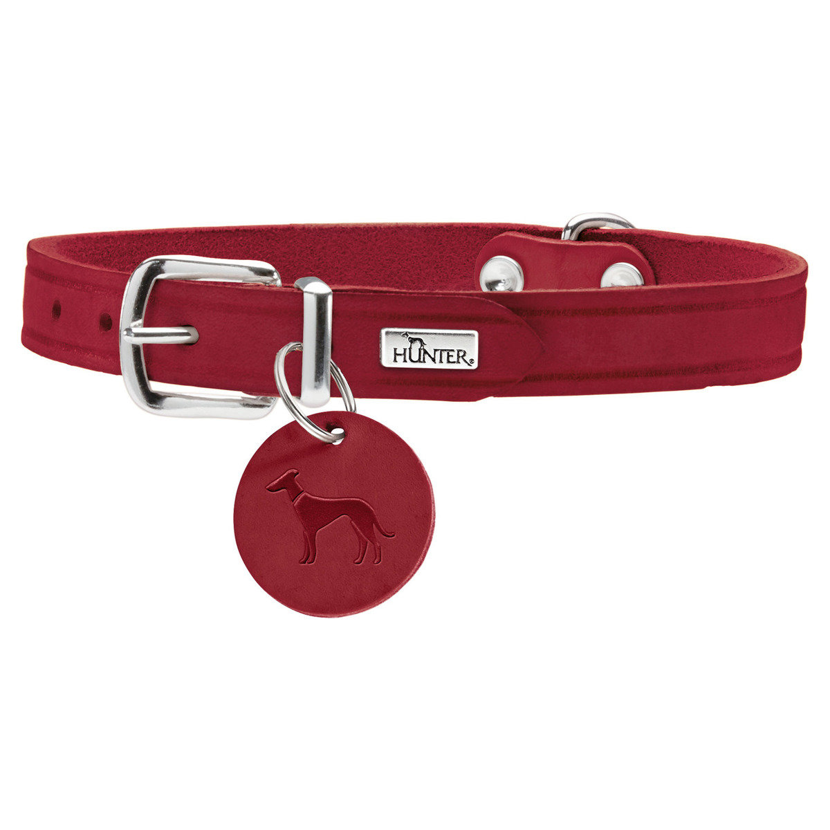Hunter Halsband Aalborg rot - Robustes Lederhalsband fr Hunde