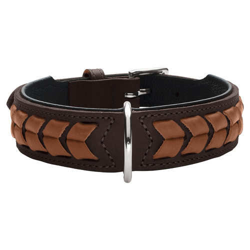 Hunter Halsband El Paso dunkelbraun/schwarz fr Hunde hochwertig Leder |  eBay