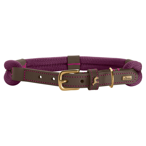 Hunter Halsband Malia brombeer/dunkelbraun - Robustes Hundehalsband