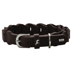 HUNTER Halsband 'Solid Education Special' – Handgeflochten Aus Rindsleder, Größe M (55 Cm), Dunkelbraun, Made In Germany