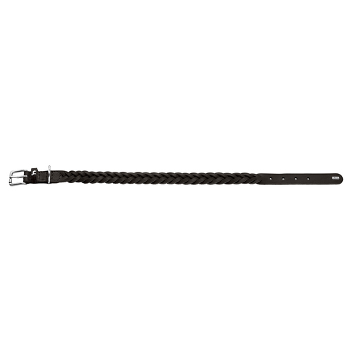 HUNTER Halsband SOLID EDUCATION SPECIAL – Handgeflochtenes Lederhalsband, Größe S-M (35-44 Cm), Cognac