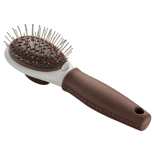 Hunter Pflegebürste Spa selbstreinigend braun/grau für Hunde