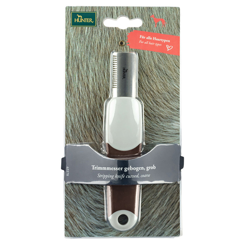 Hunter Trimmmesser Spa gebogen braun/grau für Hunde, diverse Größen