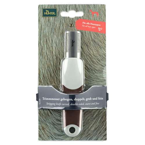 Hunter Trimmmesser Spa gebogen braun/grau für Hunde