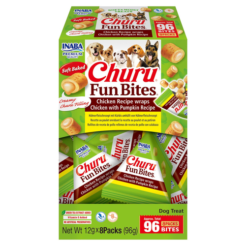 Inaba Dog Churu Hundesnack Fun Bites Wrap Huhn & Kürbisfüllung 8 x 12 g