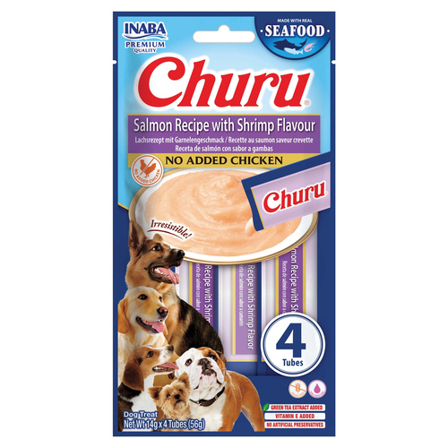 Inaba Dog Churu Hundesnack Lachs & Garnelen Geschmack 4 x 14 g