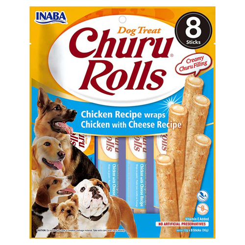 Inaba Dog Churu Hundesnack Rolls Wrap Huhn & Käse 8 x 12 g