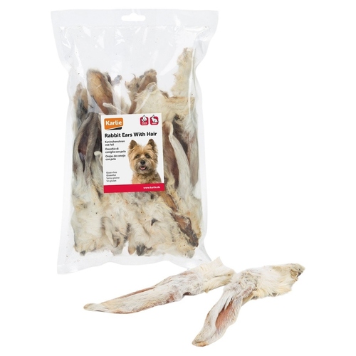 Karlie Kaninchenohren mit Fell 200 g - 5 Stück / Sparpaket