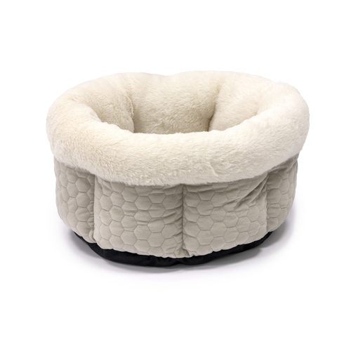 Karlie Velvet Hundebett rund beige | Waschbar & Anti-Rutsch