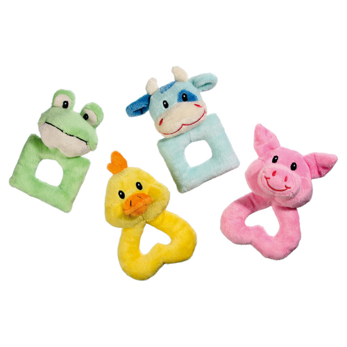 Karlie Puppy Plush Toys Frosch, Ente, Schwein, Kuh