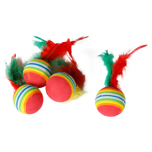 Karlie Regenbogenbälle mit Feder 4er Set