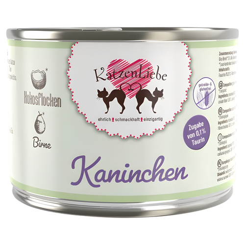Produktbild von Katzenliebe Kaninchen mit Bio-Birne & Bio-Kokosflocken 200 g - 12 Stück