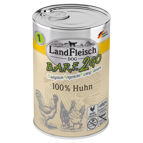 LandFleisch B.A.R.F. 2GO 100 % vom Huhn 400 g - 6 Stück
