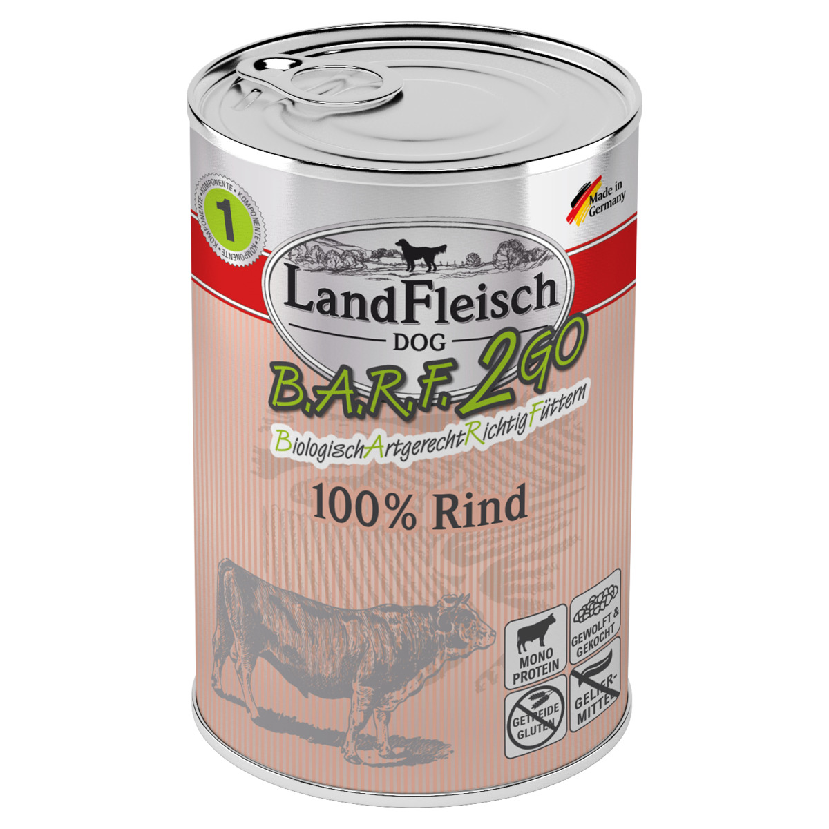 G R Rind Landfleisch B.A.R.F. 2GO Rind 6x400g | 100% Natur-BARF