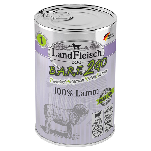 LandFleisch B.A.R.F. 2GO Exklusiv 100% vom Lamm 400 g - 6 Stück