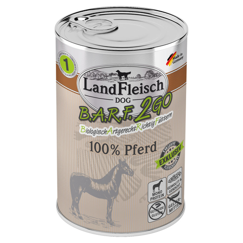 LandFleisch B.A.R.F. 2GO Exklusiv Pferd 400 g - 6 Stück
