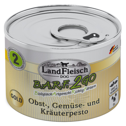 LandFleisch B.A.R.F. 2GO Obst-, Gemüse und Kräuterpesto gold 200 g - 6 Stück