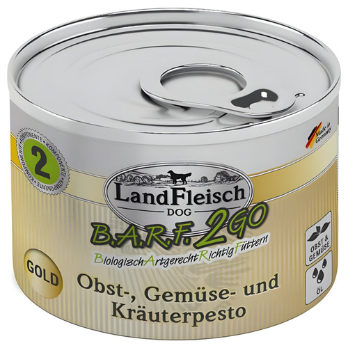 LandFleisch B.A.R.F. 2GO Obst-, Gemüse und Kräuterpesto gold 200 g - 6 Stück