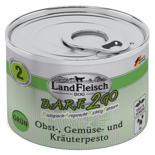 LandFleisch B.A.R.F. 2GO Obst-, Gemüse und Kräuterpesto grün 200 g - 6 Stück