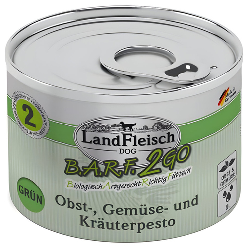 LandFleisch B.A.R.F. 2GO Obst-, Gemüse und Kräuterpesto grün 200 g - 6 Stück