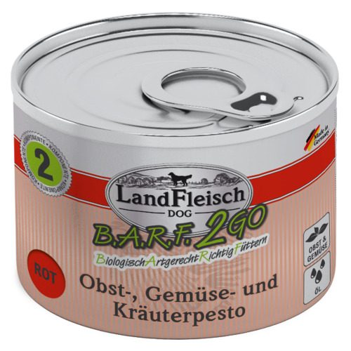 LandFleisch B.A.R.F. 2GO Obst-, Gemüse und Kräuterpesto rot 200 g - 6 Stück