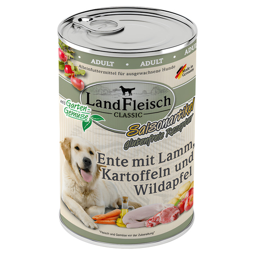 LandFleisch Classic Ente mit Lamm, Kartoffeln und Wildapfel 400 g - 6 Stück