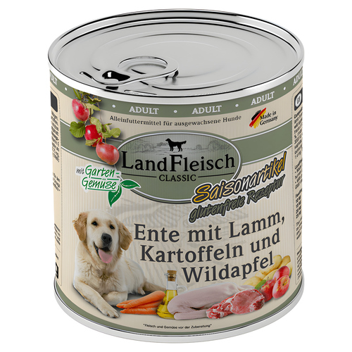 LandFleisch Classic Ente mit Lamm, Kartoffeln und Wildapfel 800 g - 6 Stück
