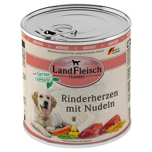 LandFleisch Classic Rinderherzen mit Nudeln & Gartengemüse 800 g - 6 Stück