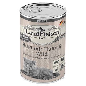Abbildung LandFleisch Kitten Pastete Rind mit Huhn & Wild 400 g - 6 Stck