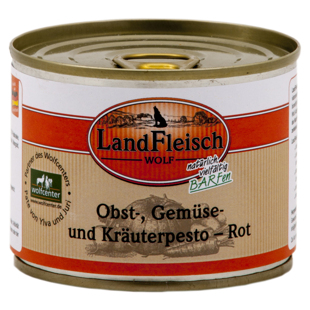 Landfleisch Wolf Obst , Gemüse und Kräuterpesto Rot 200 g 12 Stück