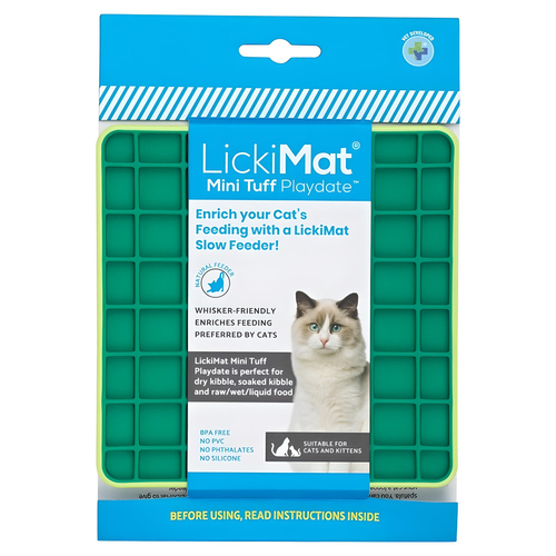 LickiMat Mini Playdate Tuff Cat green