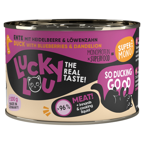 Produktbild von Lucky Lou SuperMono² Ente Nassfutter - 6 x 200 g