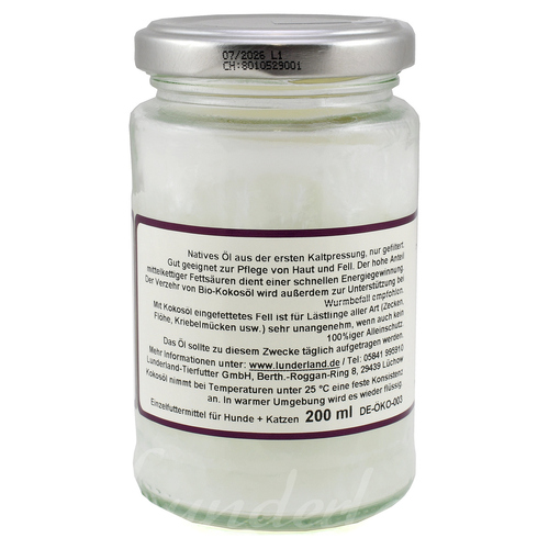 weitere Abbildung Lunderland Bio-Kokosl 200 ml fr Katzen