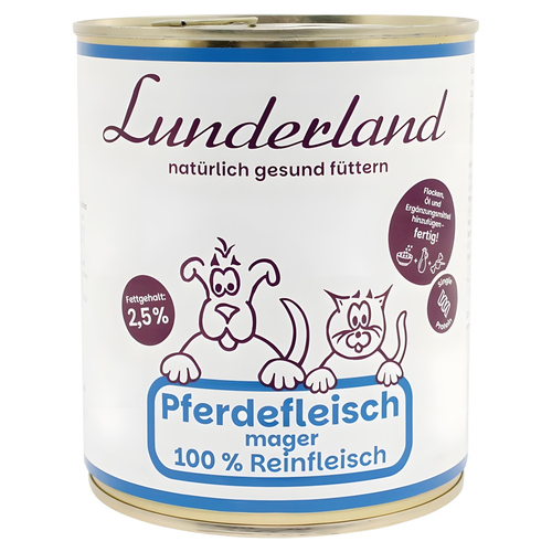 Lunderland Reinfleisch Pferdefleisch mager 800 g für Hunde