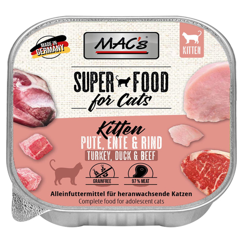 MACs Kitten Pute, Rind & Ente 85 g - 16 Stück