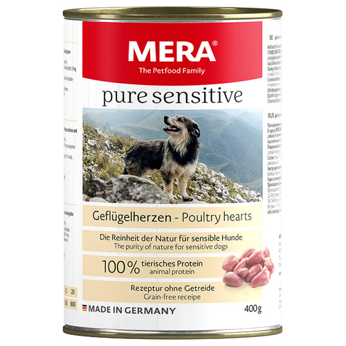Mera Dog Pure Sensitive Meat Geflügelherzen 400 g - 6 Stück