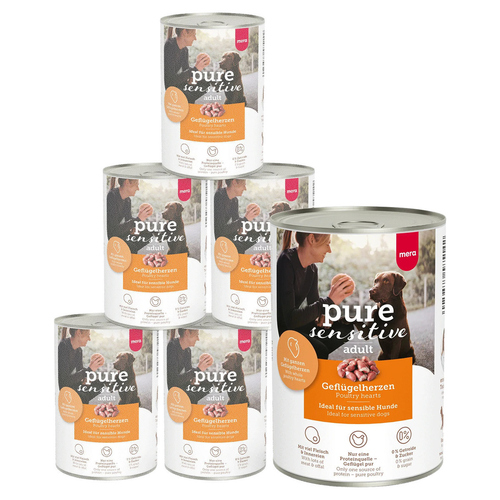 Mera Dog Pure Sensitive Meat Geflügelherzen 400 g - 6 Stück