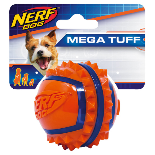 Nerf Dog Hundespielzeug TPR Spike Ball blau/orange, Durchmesser: 6,3 cm