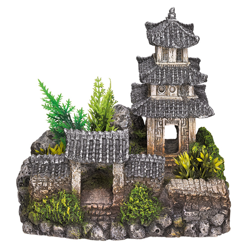 Nobby Aquariendekoration Asiatischer Tempel mit Pflanzen