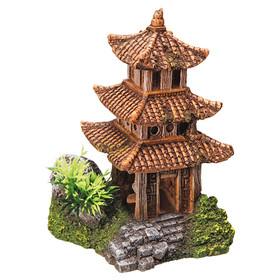 Abbildung Nobby Aquariendekoration Asiatischer, brauner Tempel mit Pflanzen